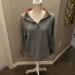 Grey Sweater With Plaid Collar